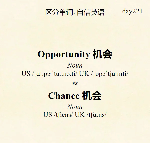 Chance和的区别opportunity occasion chance opportunity的区别 
